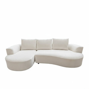 English Elm Curved Modular Sectional Sofa with Chaise Ergonomic Low Profile Design for Modern Living Beige B2735S00044