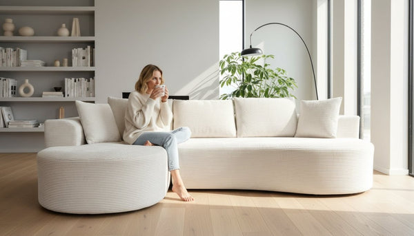 English Elm Curved Modular Sectional Sofa with Chaise Ergonomic Low Profile Design for Modern Living Beige B2735S00044