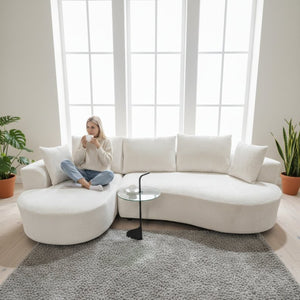 English Elm Curved Modular Sectional Sofa with Chaise Ergonomic Low Profile Design for Modern Living Beige B2735S00044