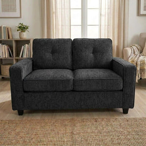 English Elm 2-piece Chenille Sofa and Loveseat Set Modern Upholstered Living Room Seating with Removable Cushions Black B2735S00047