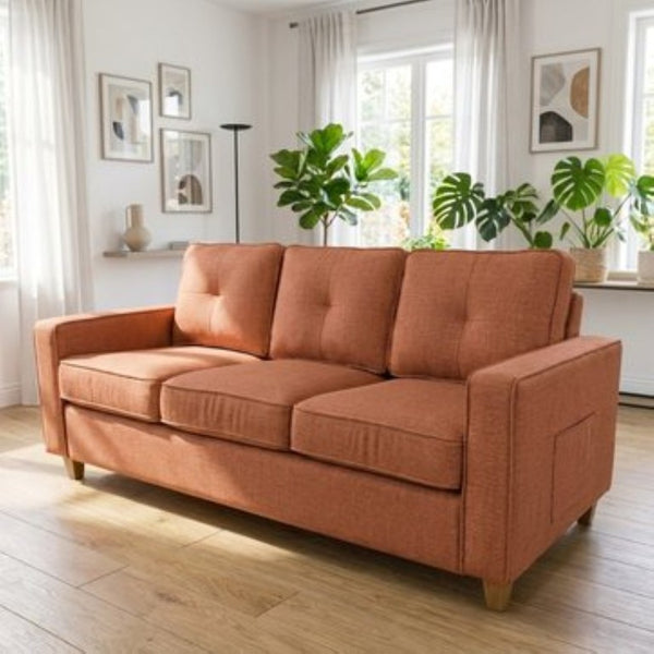 English Elm 2-Piece Chenille Sofa Set Matched Loveseat Combo with Removable Cushions for Living Room Terracotta B2735S00049