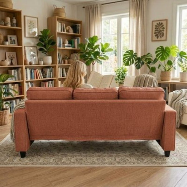 English Elm 2-Piece Chenille Sofa Set Matched Loveseat Combo with Removable Cushions for Living Room Terracotta B2735S00049