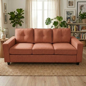English Elm 2-Piece Chenille Sofa Set Matched Loveseat Combo with Removable Cushions for Living Room Terracotta B2735S00049