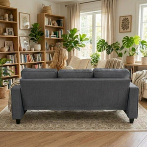 English Elm 2-Piece Chenille Sofa Set Matched Loveseat Combo with Removable Cushions for Living Room Gray B2735S00050