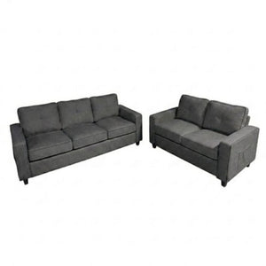 English Elm 2-Piece Chenille Sofa Set Matched Loveseat Combo with Removable Cushions for Living Room Gray B2735S00050