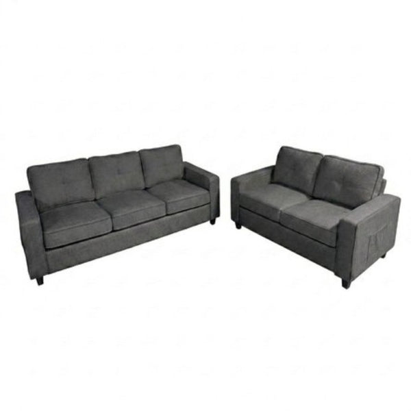 English Elm 2-Piece Chenille Sofa Set Matched Loveseat Combo with Removable Cushions for Living Room Gray B2735S00050