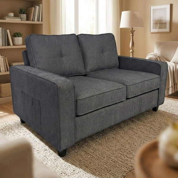 English Elm 2-Piece Chenille Sofa Set Matched Loveseat Combo with Removable Cushions for Living Room Gray B2735S00050