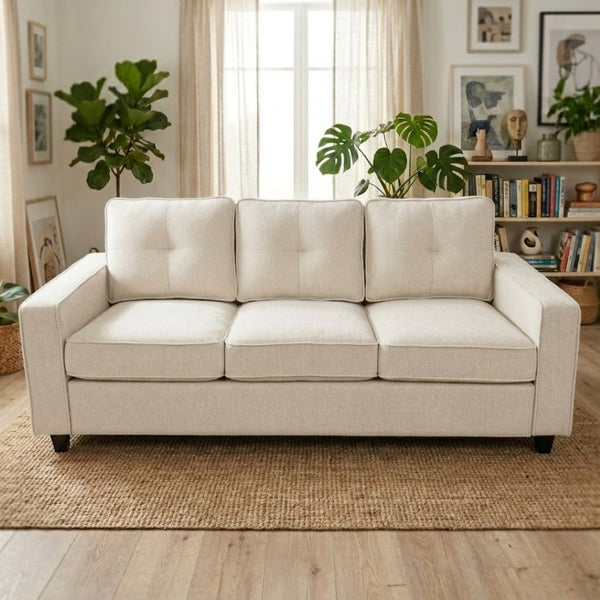 English Elm 2-Piece Chenille Sofa Set Matched Loveseat Combo with Removable Cushions for Living Room Beige B2735S00051