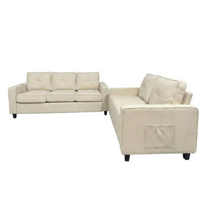 English Elm 2-Piece Chenille Sofa Set Matched Loveseat Combo with Removable Cushions for Living Room Beige B2735S00051