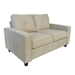 English Elm 2-Piece Chenille Sofa Set Matched Loveseat Combo with Removable Cushions for Living Room Beige B2735S00051