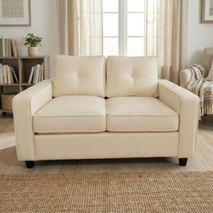English Elm 2-Piece Chenille Sofa Set Matched Loveseat Combo with Removable Cushions for Living Room Beige B2735S00051