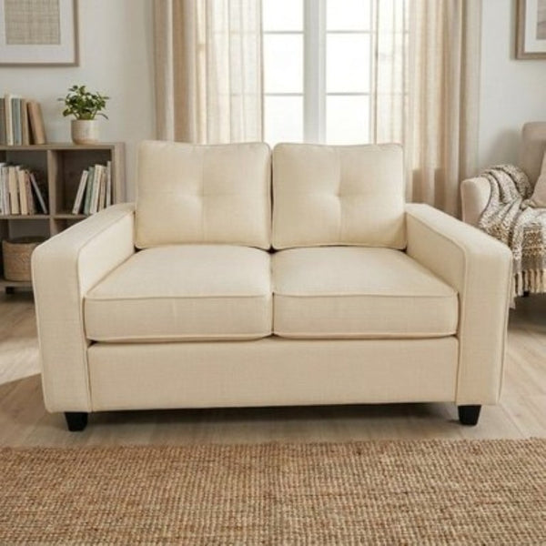 English Elm 2-Piece Chenille Sofa Set Matched Loveseat Combo with Removable Cushions for Living Room Beige B2735S00051