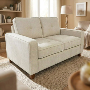 English Elm 2-Piece Chenille Sofa Set Matched Loveseat Combo with Removable Cushions for Living Room Beige B2735S00051