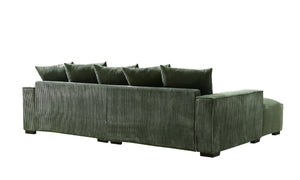 English Elm 106.7-Inch Corduroy Sectional Sofa with Deep Seats Down Feather Fill Modular Living Room Dark Green Left Facing B2735S00070