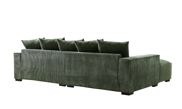 English Elm 106.7-Inch Corduroy Sectional Sofa with Deep Seats Down Feather Fill Modular Living Room Dark Green Left Facing B2735S00070