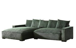 English Elm 106.7-Inch Corduroy Sectional Sofa with Deep Seats Down Feather Fill Modular Living Room Dark Green Left Facing B2735S00070