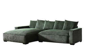 English Elm 106.7-Inch Corduroy Sectional Sofa with Deep Seats Down Feather Fill Modular Living Room Dark Green Left Facing B2735S00070