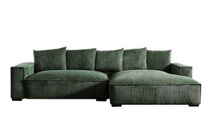 English Elm 106.7-Inch Corduroy Sectional Sofa with Deep Seats Down Feather Fill Modular Living Room Dark Green Right Facing B2735S00071