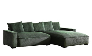 English Elm 106.7-Inch Corduroy Sectional Sofa with Deep Seats Down Feather Fill Modular Living Room Dark Green Right Facing B2735S00071