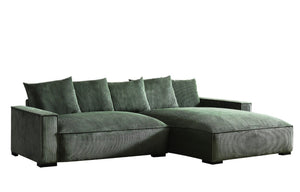English Elm 106.7-Inch Corduroy Sectional Sofa with Deep Seats Down Feather Fill Modular Living Room Dark Green Right Facing B2735S00071