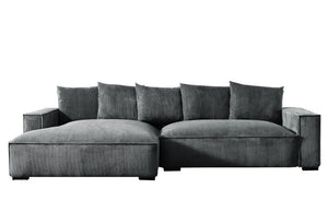 English Elm 106.7-Inch Corduroy Sectional Sofa with Deep Seats Down Feather Fill Modular Living Room Gray Left Facing B2735S00072