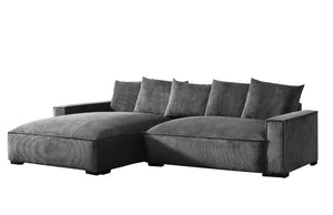 English Elm 106.7-Inch Corduroy Sectional Sofa with Deep Seats Down Feather Fill Modular Living Room Gray Left Facing B2735S00072