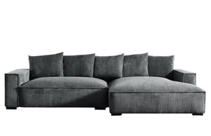 English Elm 106.7-Inch Corduroy Sectional Sofa with Deep Seats Down Feather Fill Modular Living Room Gray Right Facing B2735S00073