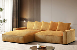 English Elm 106.7-Inch Corduroy Sectional Sofa with Deep Seats Down Feather Fill Modular Living Room Ginger Left Facing B2735S00074