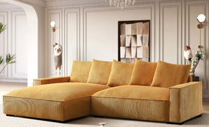 English Elm 106.7-Inch Corduroy Sectional Sofa with Deep Seats Down Feather Fill Modular Living Room Ginger Left Facing B2735S00074