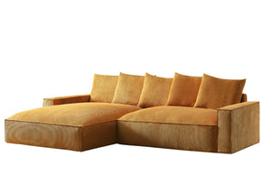 English Elm 106.7-Inch Corduroy Sectional Sofa with Deep Seats Down Feather Fill Modular Living Room Ginger Left Facing B2735S00074