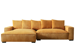 English Elm 106.7-Inch Corduroy Sectional Sofa with Deep Seats Down Feather Fill Modular Living Room Ginger Left Facing B2735S00074
