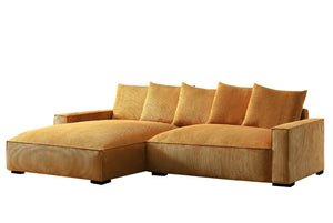 English Elm 106.7-Inch Corduroy Sectional Sofa with Deep Seats Down Feather Fill Modular Living Room Ginger Left Facing B2735S00074