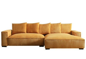 English Elm 106.7-Inch Corduroy Sectional Sofa with Deep Seats Down Feather Fill Modular Living Room Ginger Right Facing B2735S00075
