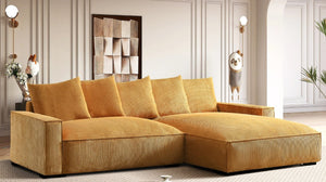 English Elm 106.7-Inch Corduroy Sectional Sofa with Deep Seats Down Feather Fill Modular Living Room Ginger Right Facing B2735S00075