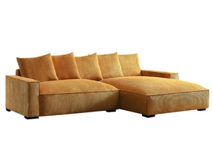 English Elm 106.7-Inch Corduroy Sectional Sofa with Deep Seats Down Feather Fill Modular Living Room Ginger Right Facing B2735S00075