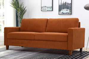 English Elm 2 Piece Mid-Century Fabric Sofa Set with Tapered Wood Legs for Modern Living Rooms Orange B2735S00079