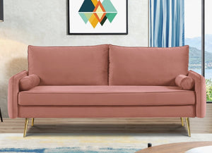 English Elm 2-Piece Velvet Sofa and Loveseat Set with Nailhead Trim Gold Legs Living Room Rose B2735S00086
