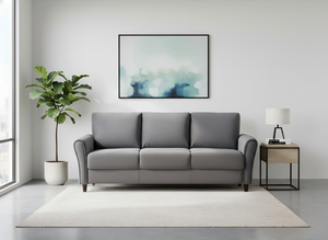 English Elm 2-Piece Mid-Century Modern Sofa and Loveseat Set with Plush Fabric Upholstery Wood Legs Gray B2735S00089