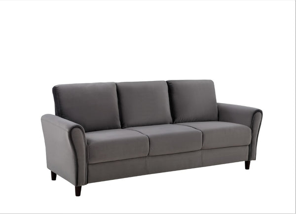 English Elm 2-Piece Mid-Century Modern Sofa and Loveseat Set with Plush Fabric Upholstery Wood Legs Gray B2735S00089