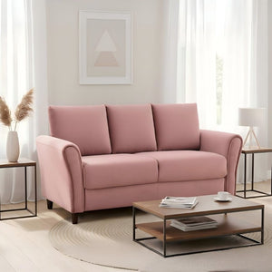 English Elm 2-Piece Mid-Century Modern Sofa and Loveseat Set with Plush Fabric Curved Arms Rose B2735S00090