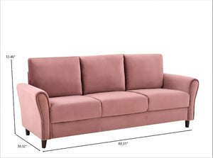 English Elm 2-Piece Mid-Century Modern Sofa and Loveseat Set with Plush Fabric Curved Arms Rose B2735S00090