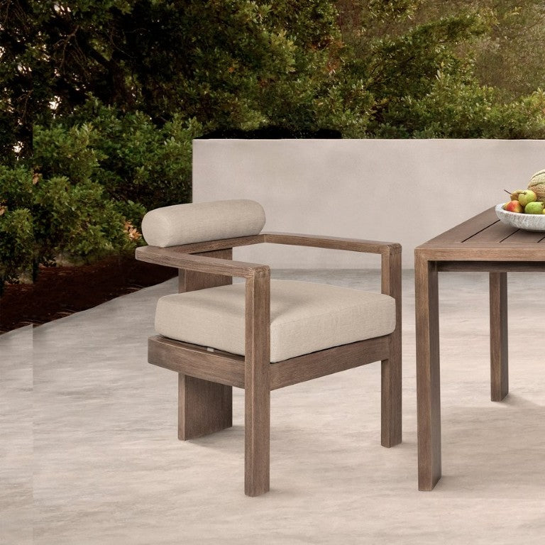 English Elm Relic Outdoor Eucalyptus Dining Chair with Ergonomic Olefin Cushions for Patio B2736P464821