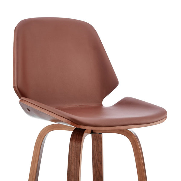 English Elm Belora Channel Tufted Faux Leather Swivel Barstool with Walnut Base for Home Bar B2736P511285