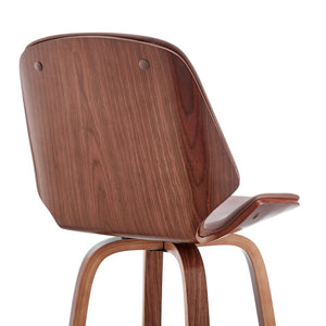 English Elm Belora Channel Tufted Faux Leather Swivel Barstool with Walnut Base for Home Bar B2736P511285