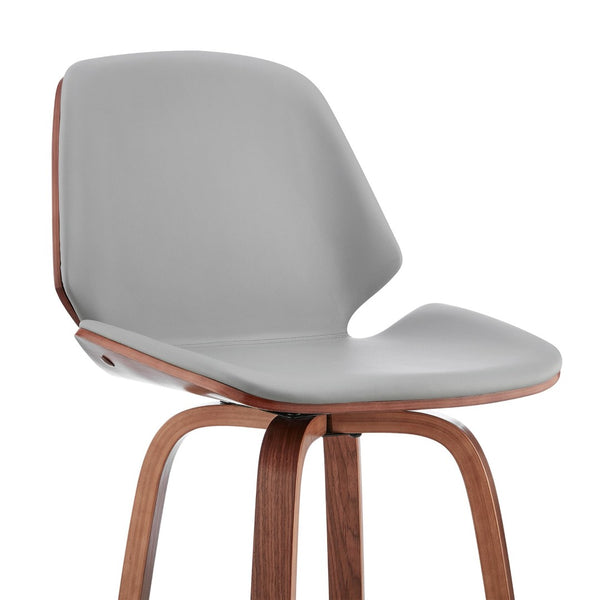 English Elm Belora Channel Stitch Faux Leather Swivel Barstool with Walnut Base for Kitchen Islands B2736P511286