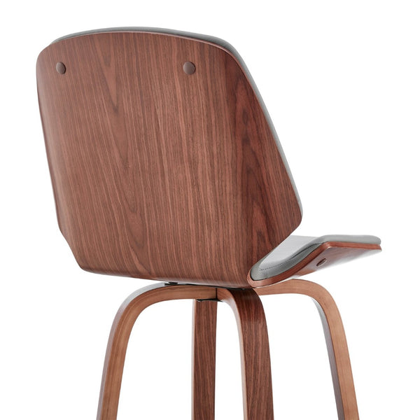 English Elm Belora Channel Stitch Faux Leather Swivel Barstool with Walnut Base for Kitchen Islands B2736P511286