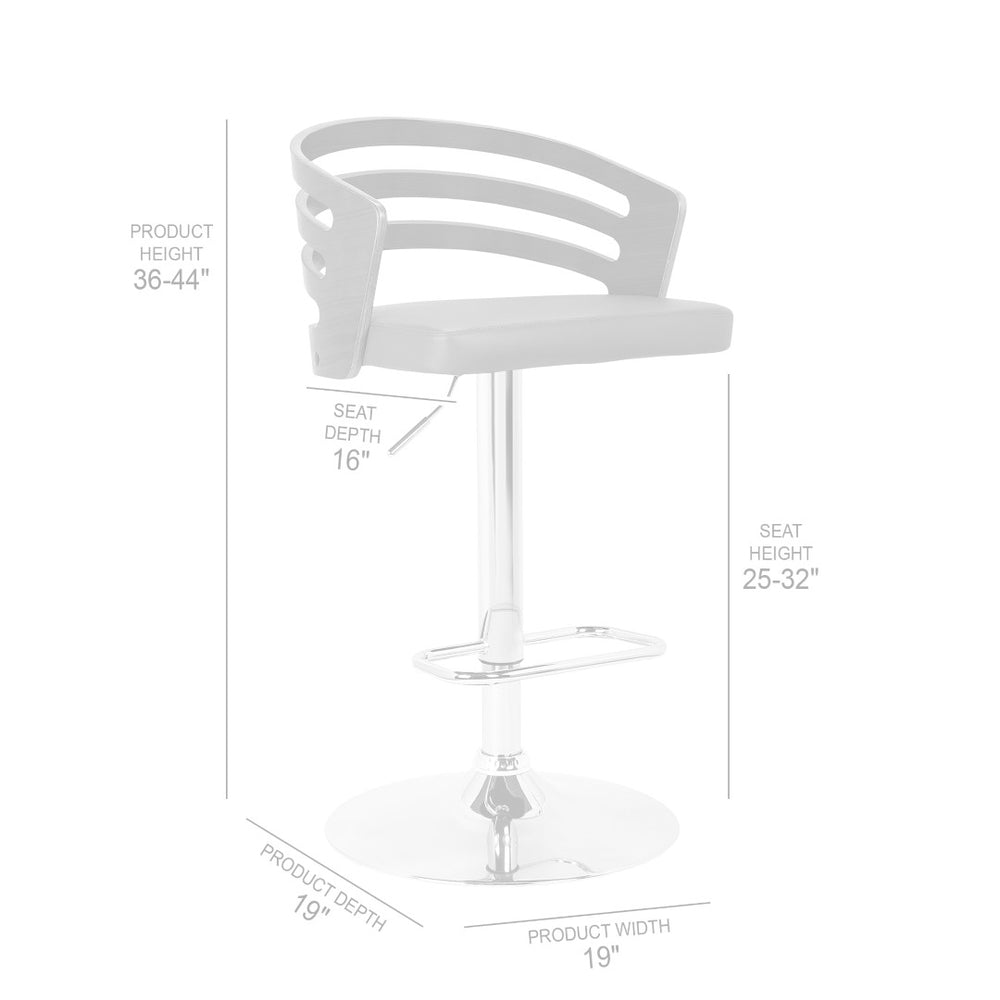 English Elm Elledie Swivel Adjustable Barstool Walnut Wood Back Faux Leather Seat Chrome Base B2736P511287