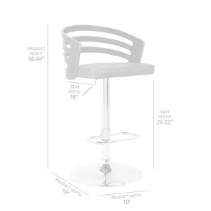 English Elm Elledie Swivel Adjustable Barstool Walnut Wood Back Faux Leather Seat Chrome Base B2736P511287