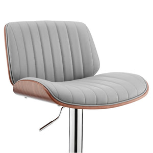 English Elm Krocken Adjustable Faux Leather Barstool Chrome Pedestal Base Walnut Accent Modern B2736P511288