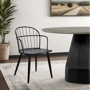 English Elm Drylan Industrial Steel and Brushed Wood Dining Chair for Urban Loft Spaces B2736P511289